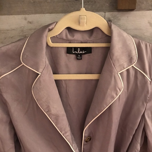 NWT- Lulus Lavender Satin Midi Shirt Dress - Picture 5 of 8